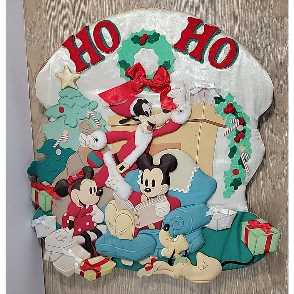 VTG 1994 Disney 3D Mickey Minnie Mouse Christmas Wall Hanger Its a Small World